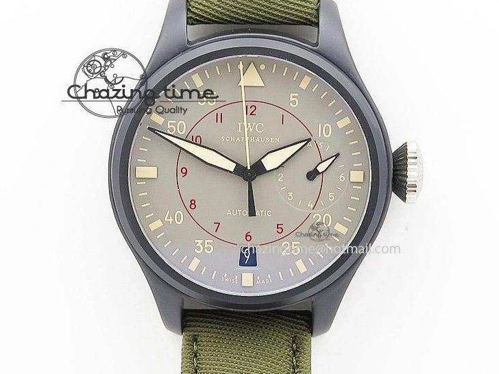 MIROTIME 0309 Big Pilot Top Gun Miramar PVD Plated Titanium on Green Nylon Strap A23J Refined 7398